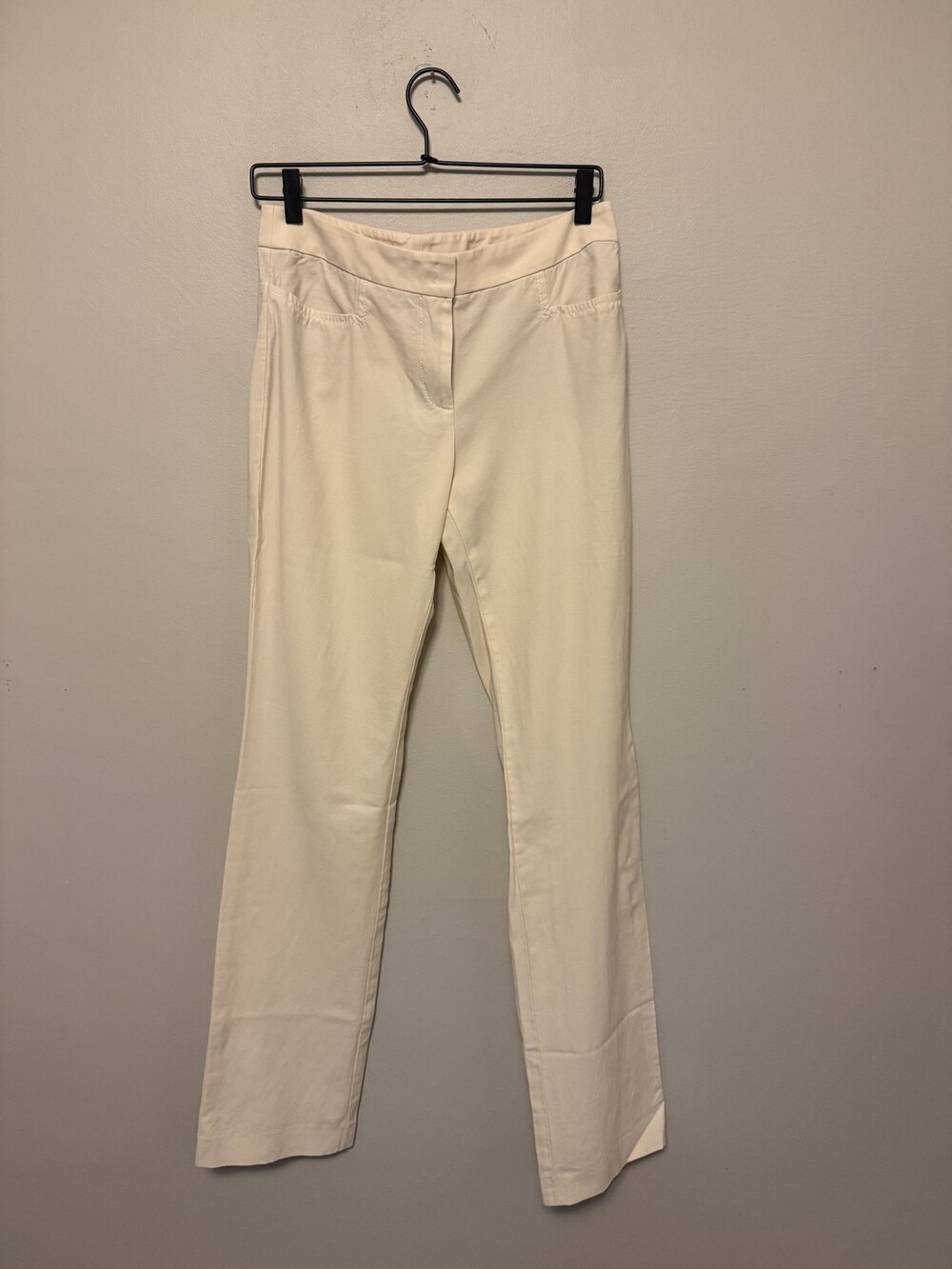 Akris Punto Cream Wool Stretch Straight Leg Trousers Pants US 6